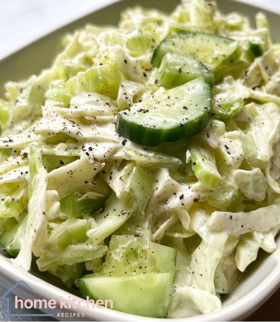 Creamy Peppery Coleslaw with Cucumbers and Celery