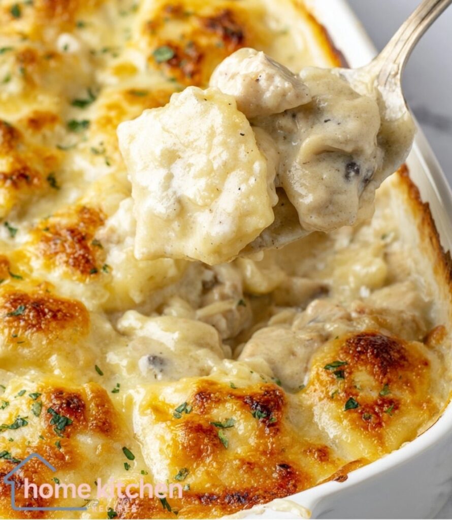 Easy Chicken Alfredo Ravioli Bake