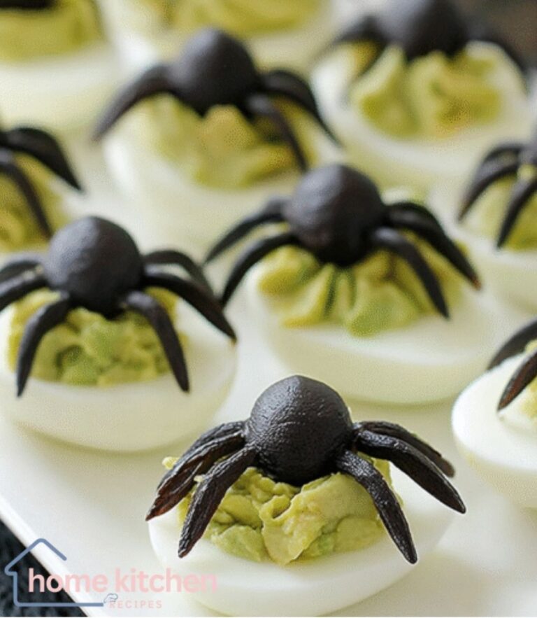 Spider Avocado Deviled Eggs for Halloween Parties