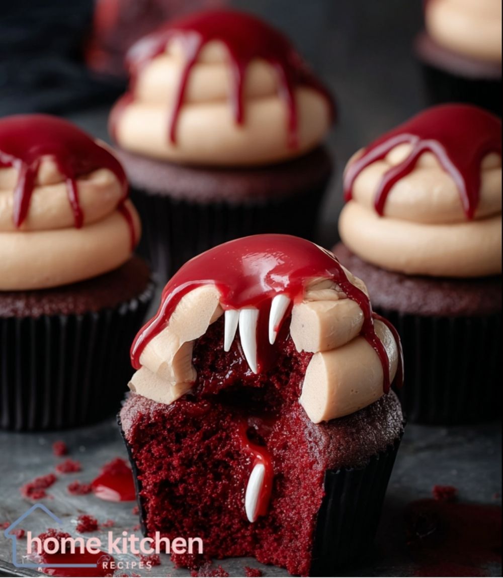 Vampire Bite Halloween Cupcakes