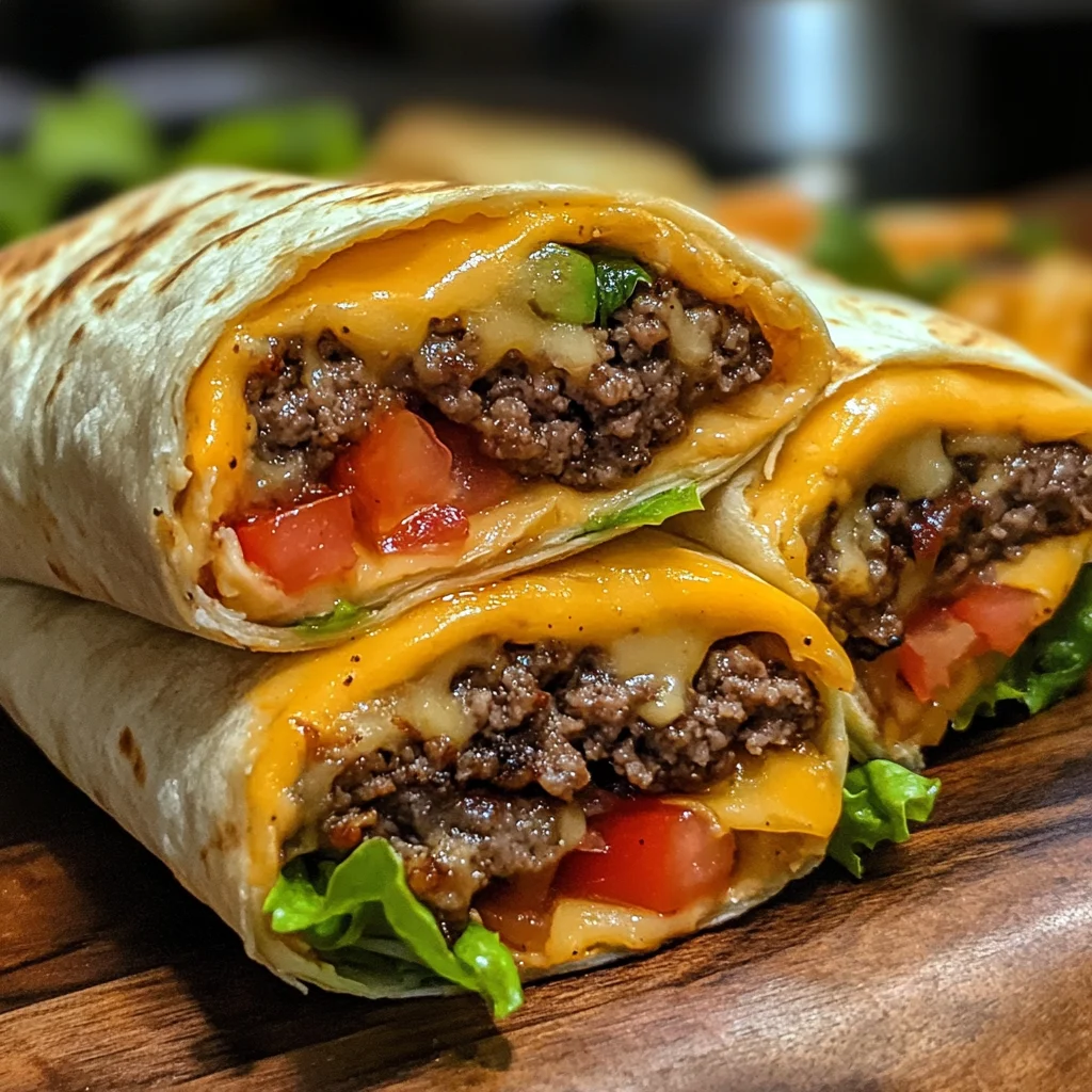 Easy Air Fryer Cheeseburger Wraps