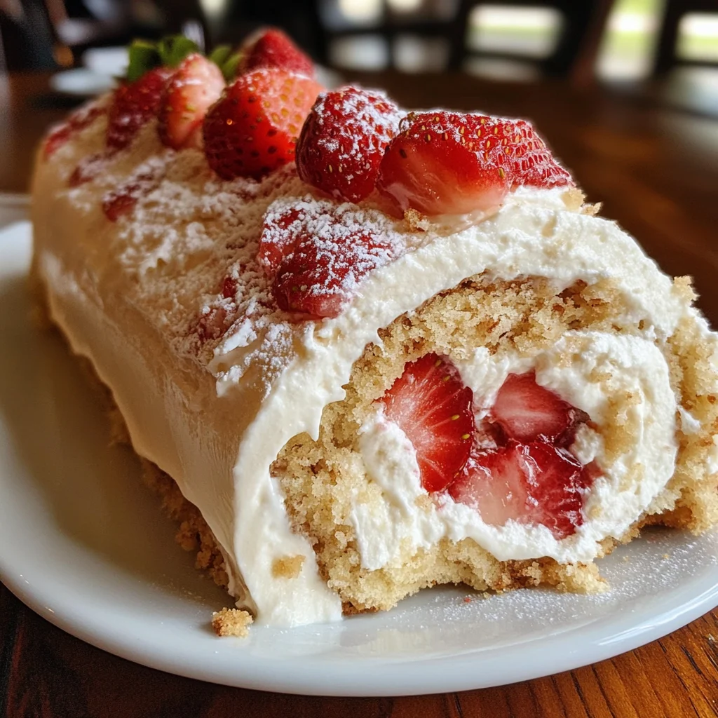 Homemade Strawberry Shortcake Cheesecake Roll
