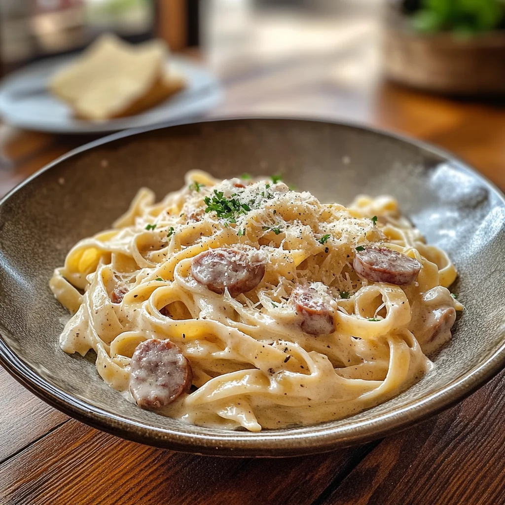 Smoked Sausage Alfredo Pasta