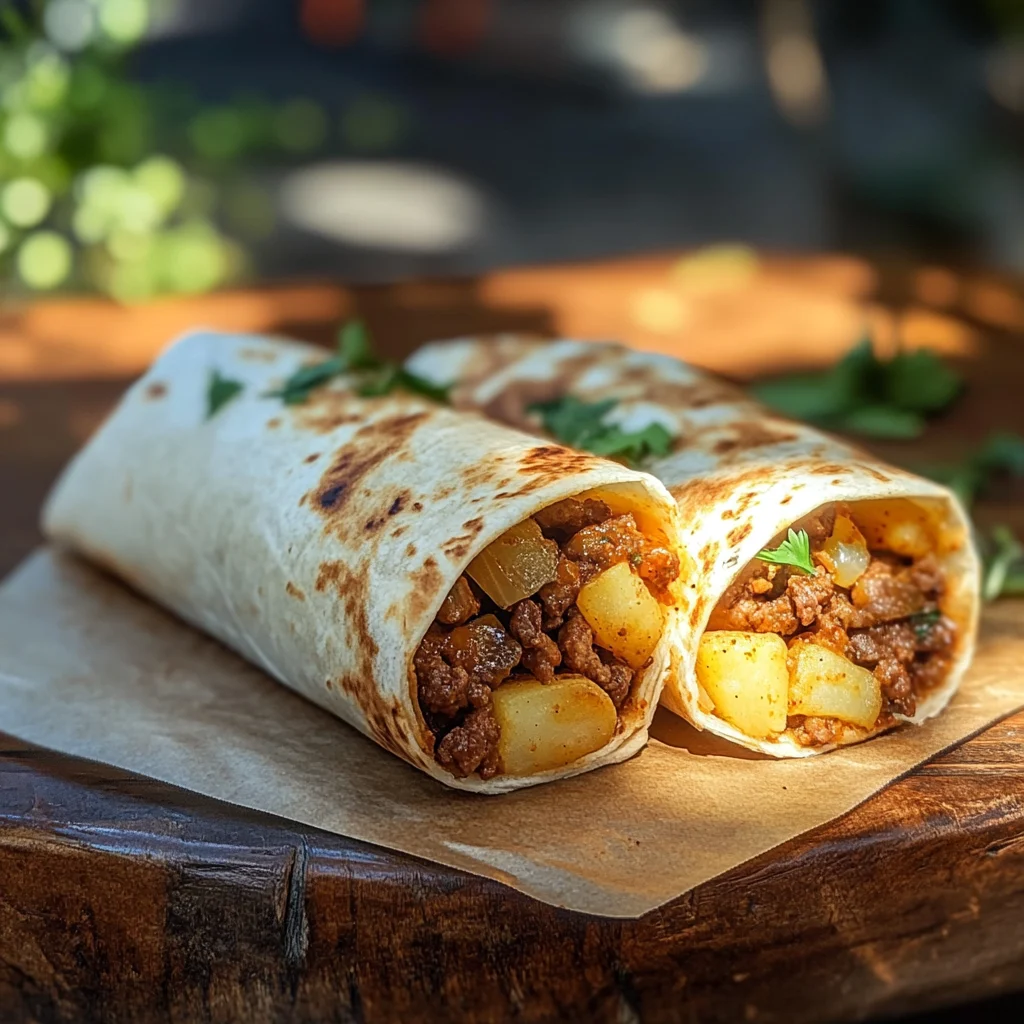 Cheesy Beef Potato Burritos