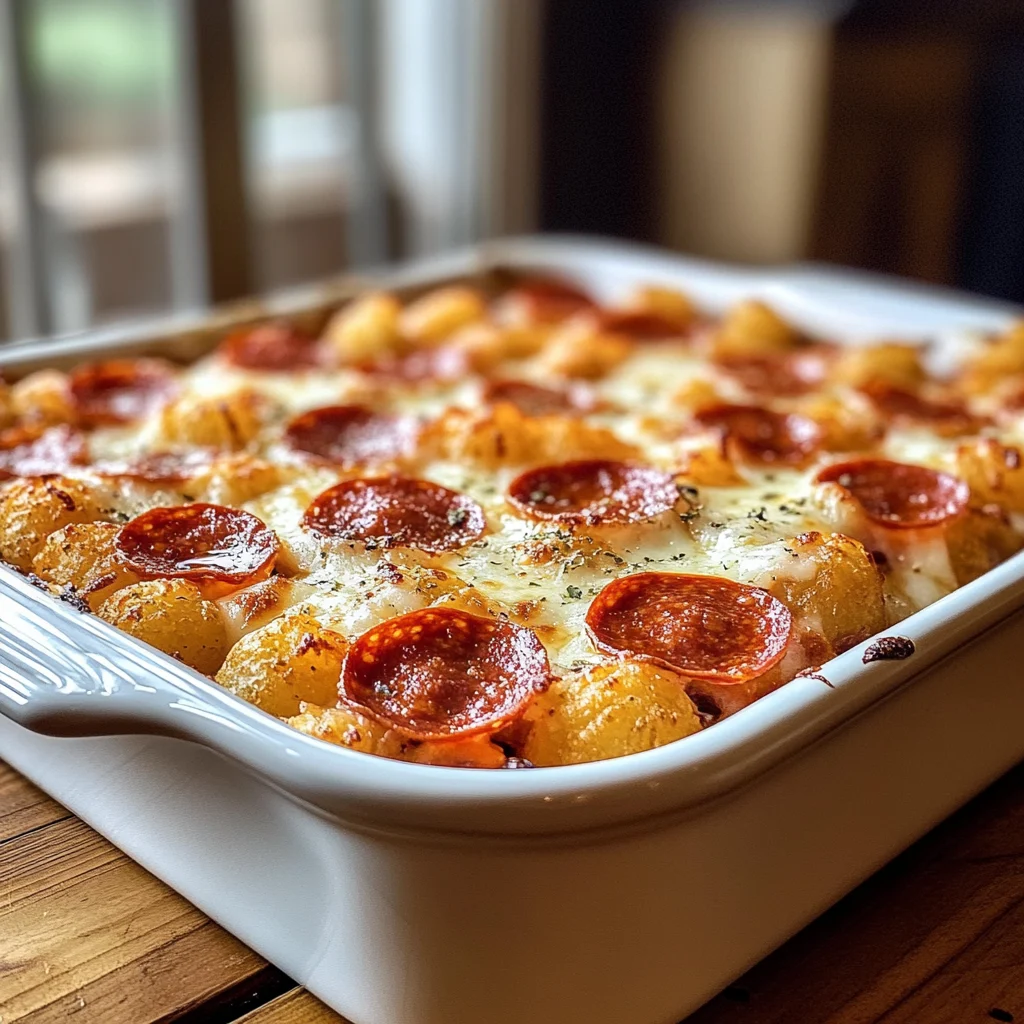 Pepperoni Pizza Tater Tot Casserole