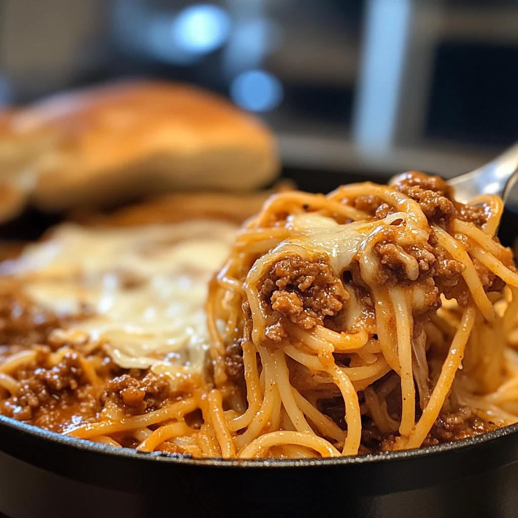 Cheesy Spaghetti Sloppy Joes