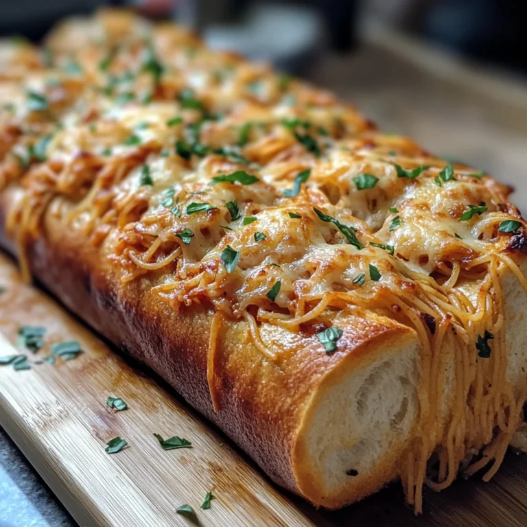 Spaghetti Stuffed Garlic Bread