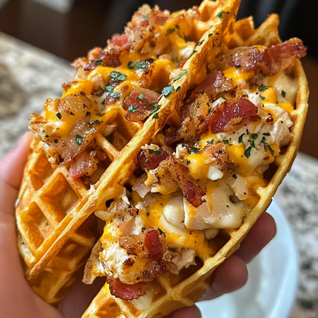 Loaded Ranch Chicken Bacon Cheese Stuffed Waffle Cones