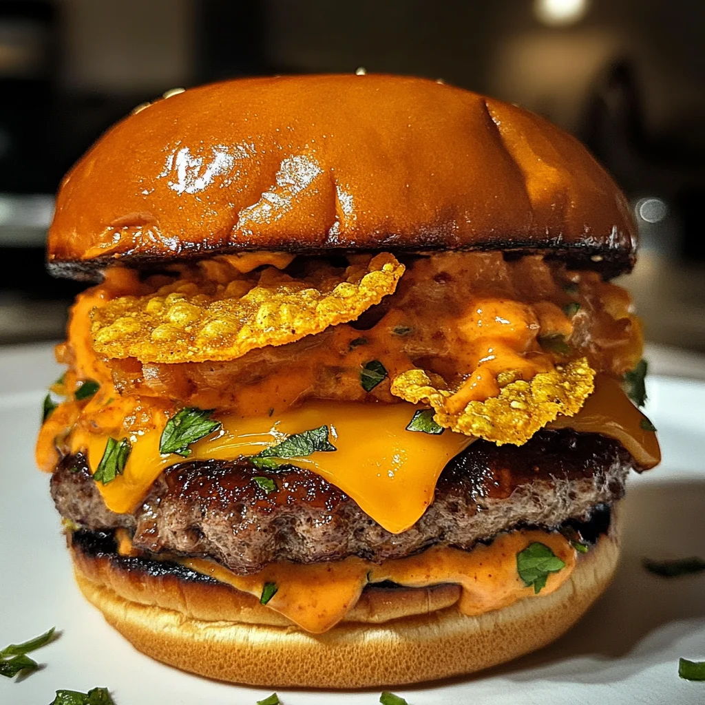 Doritos BBQ Ranch Smash Burger with Cheddar Flood