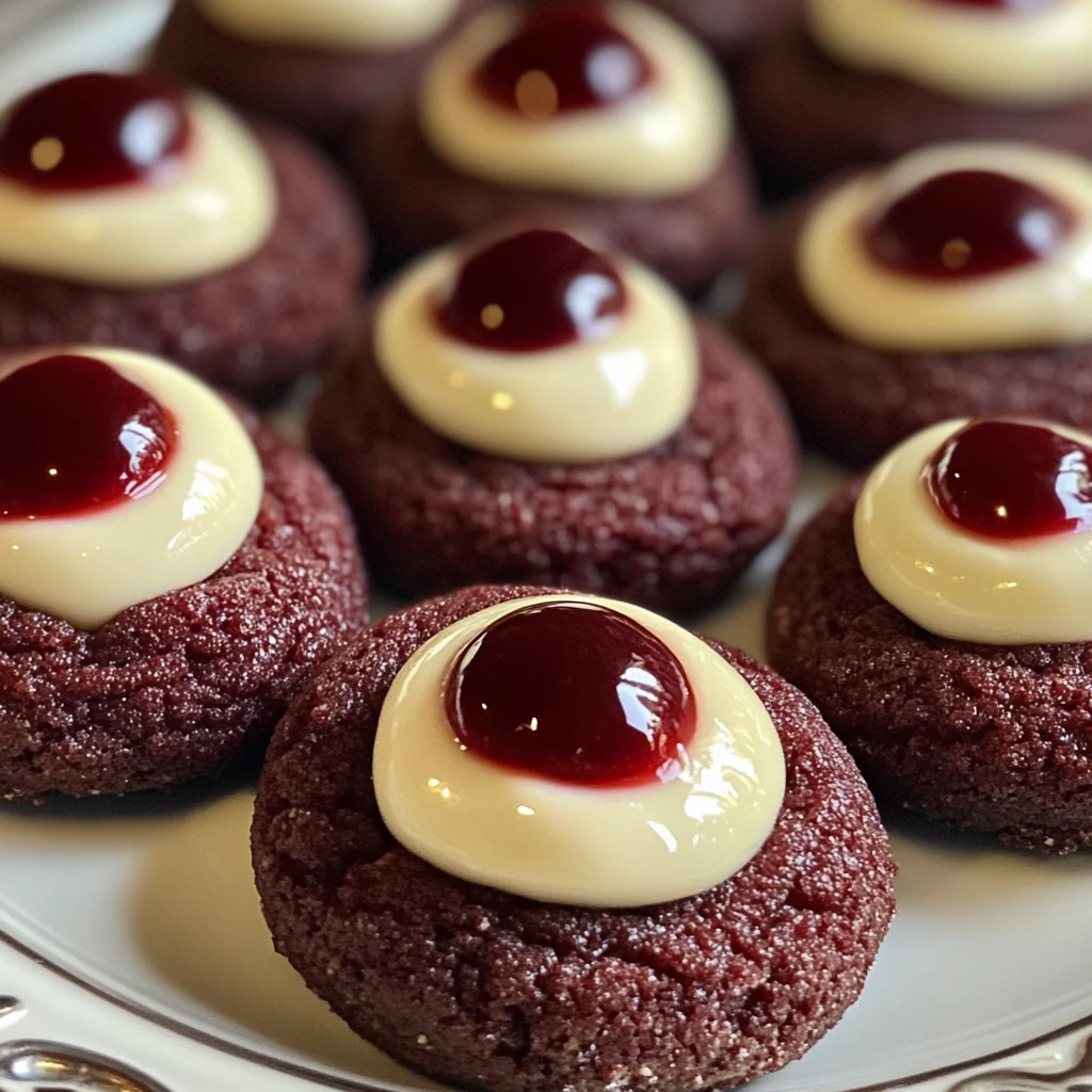 Red Velvet Thumbprint Cookies with Cream Cheese